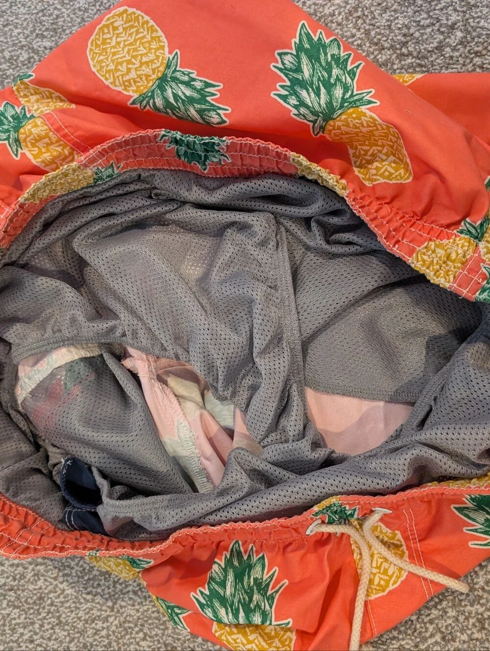 Old Navy Men's Pineapple Print Swim Trunks Orange XL